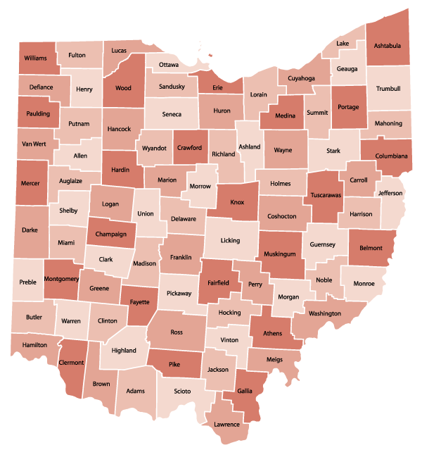 Ohio State Counties Map
